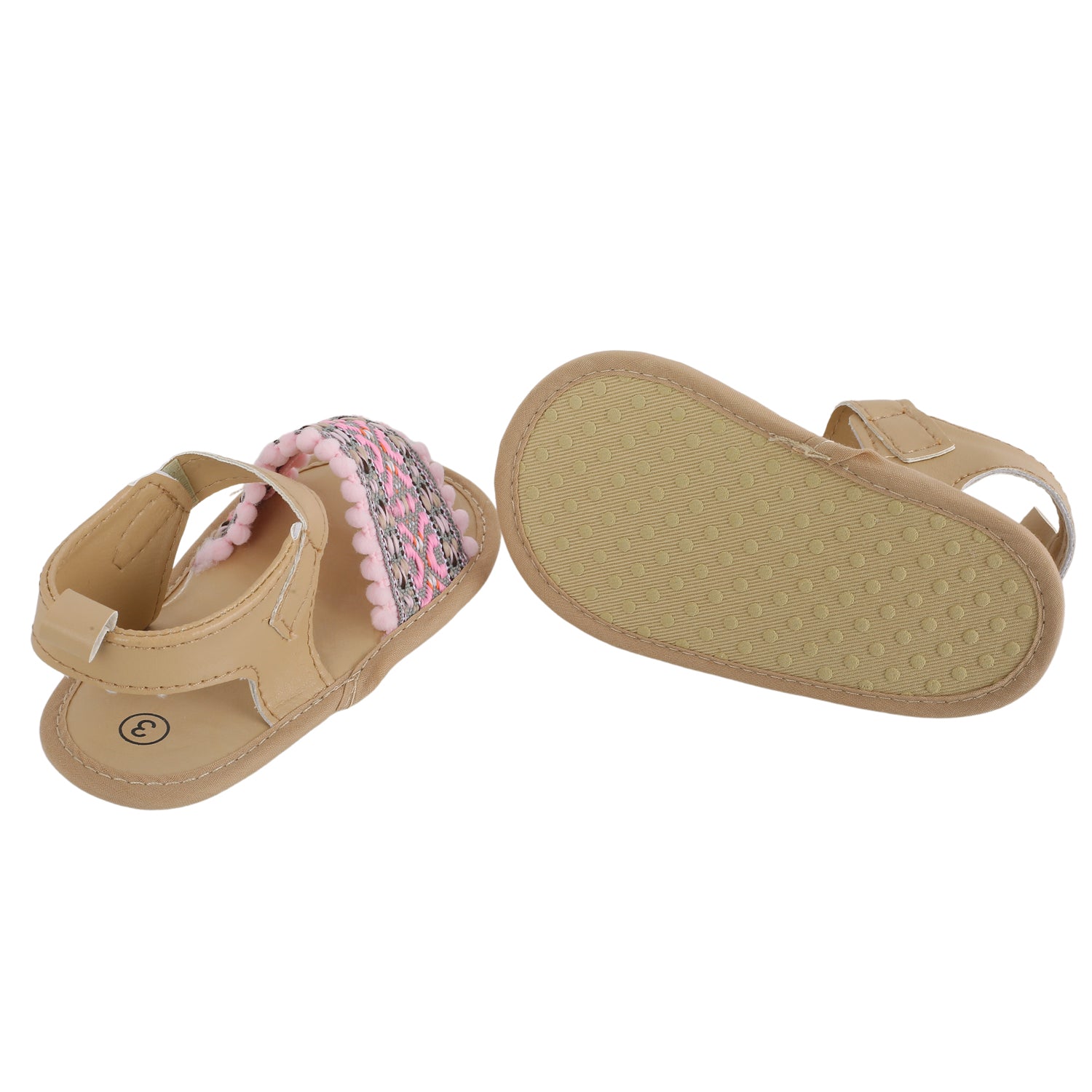 Baby Moo Embroidered Pink Sandals