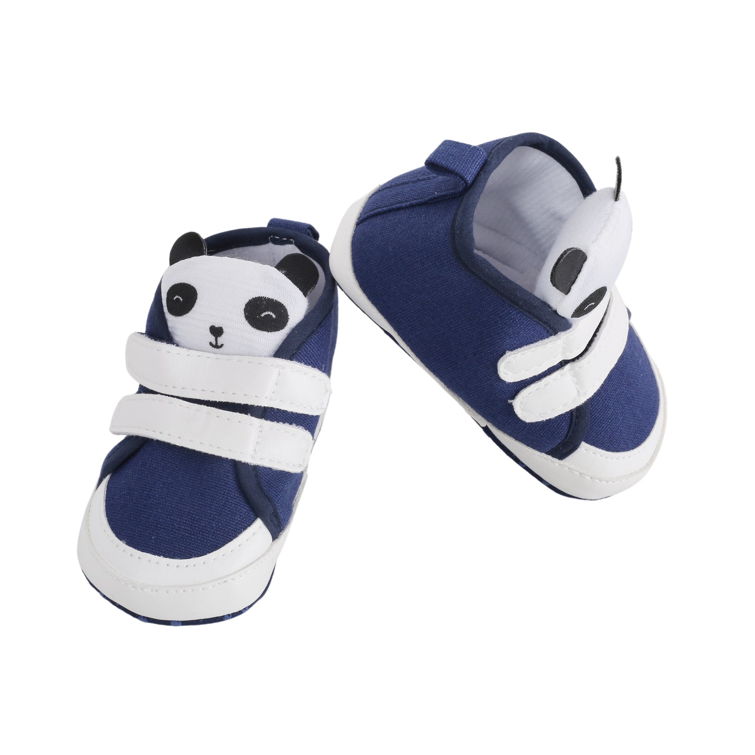 Baby Moo Panda Blue Velcro Booties