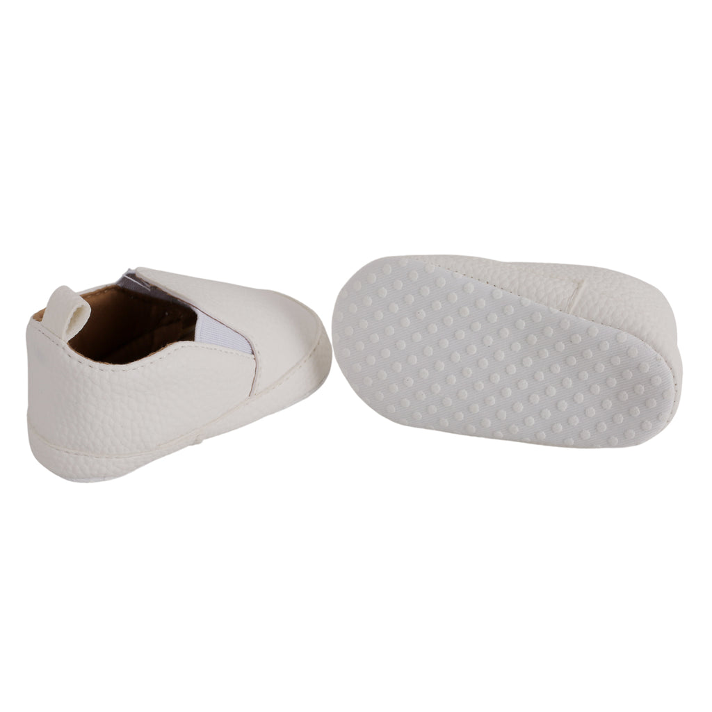 Baby Moo Leather White Slip-On Booties