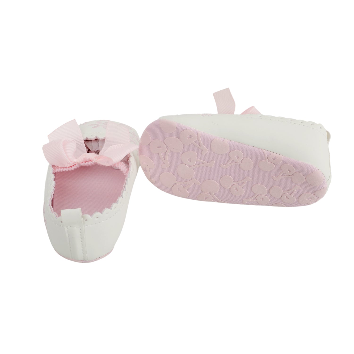 Baby Moo Embroidered Floral White And Pink Booties