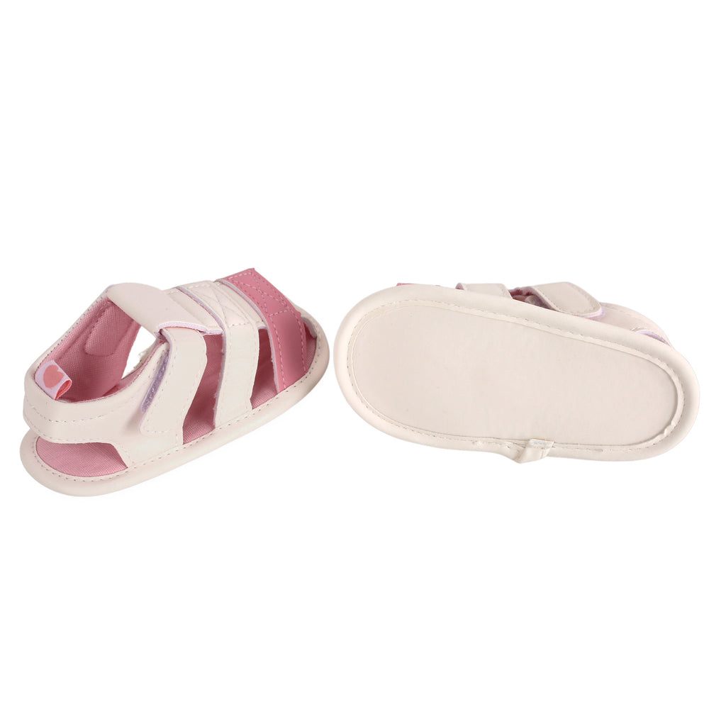 Baby Moo White And Pink Velcro Booties