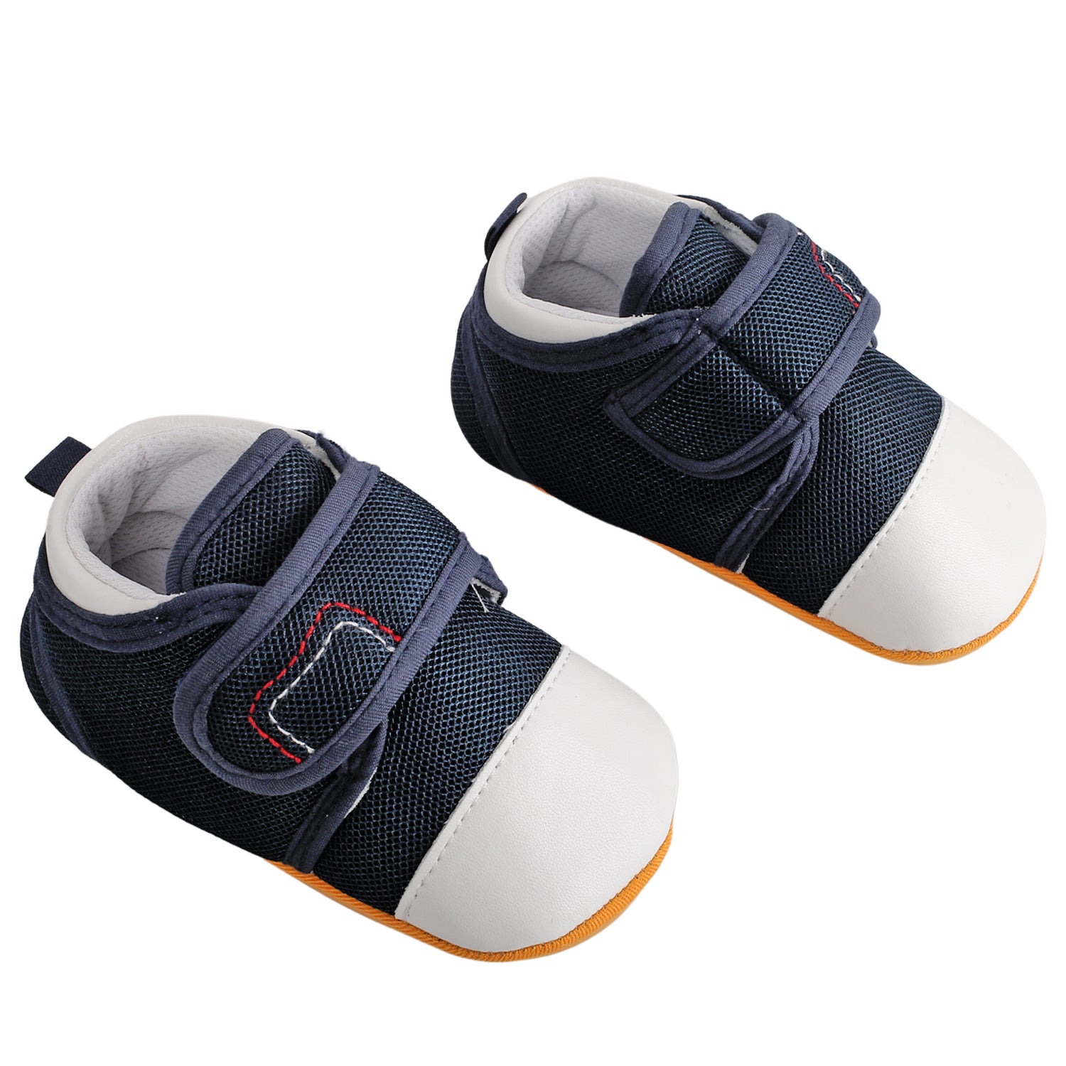 Baby Moo Casual Blue And White Velcro Booties