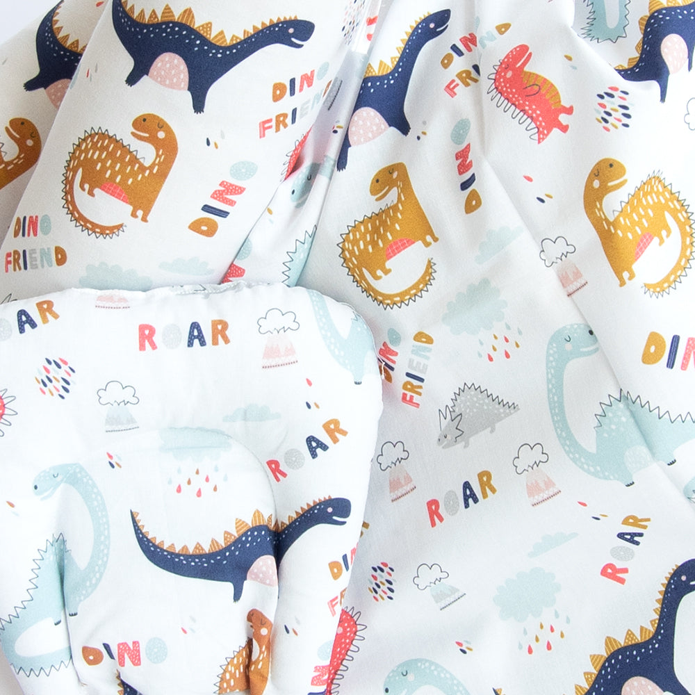 Dino Friend - Cot Bedsheet Set (Fitted)