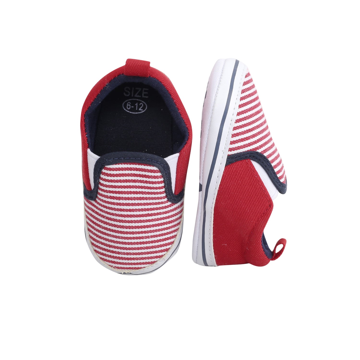 Baby Moo Striped Red Slip-On Booties