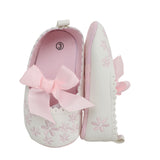 Baby Moo Embroidered Floral White And Pink Booties
