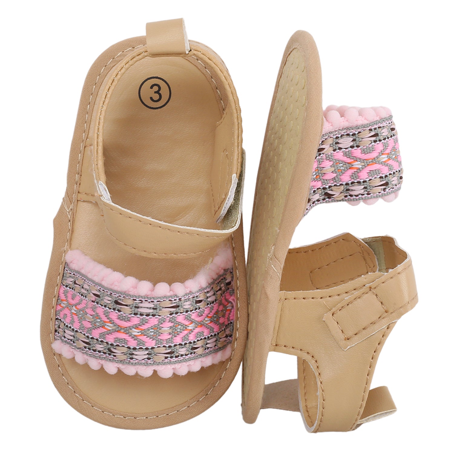 Baby Moo Embroidered Pink Sandals