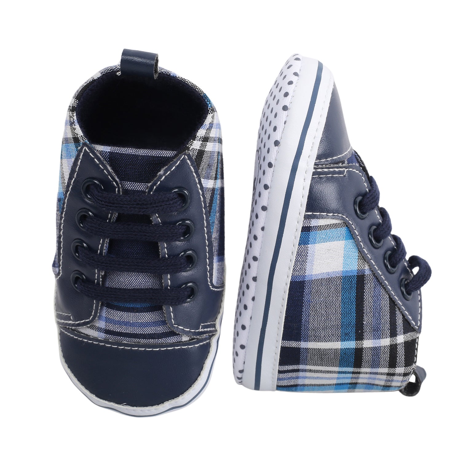 Baby Moo Checked Blue Sneakers