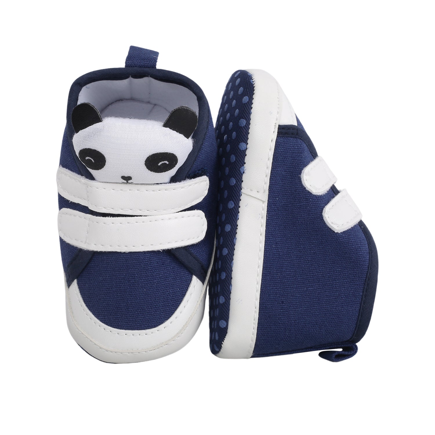 Baby Moo Panda Blue Velcro Booties