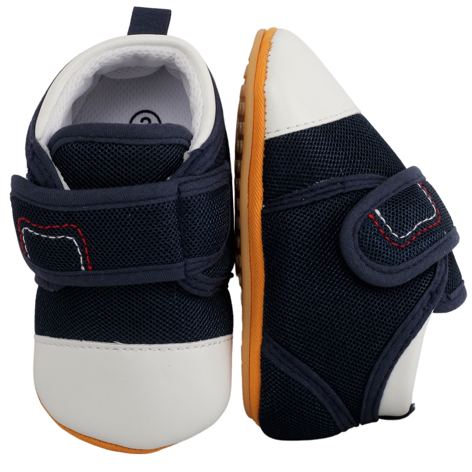 Baby Moo Casual Blue And White Velcro Booties