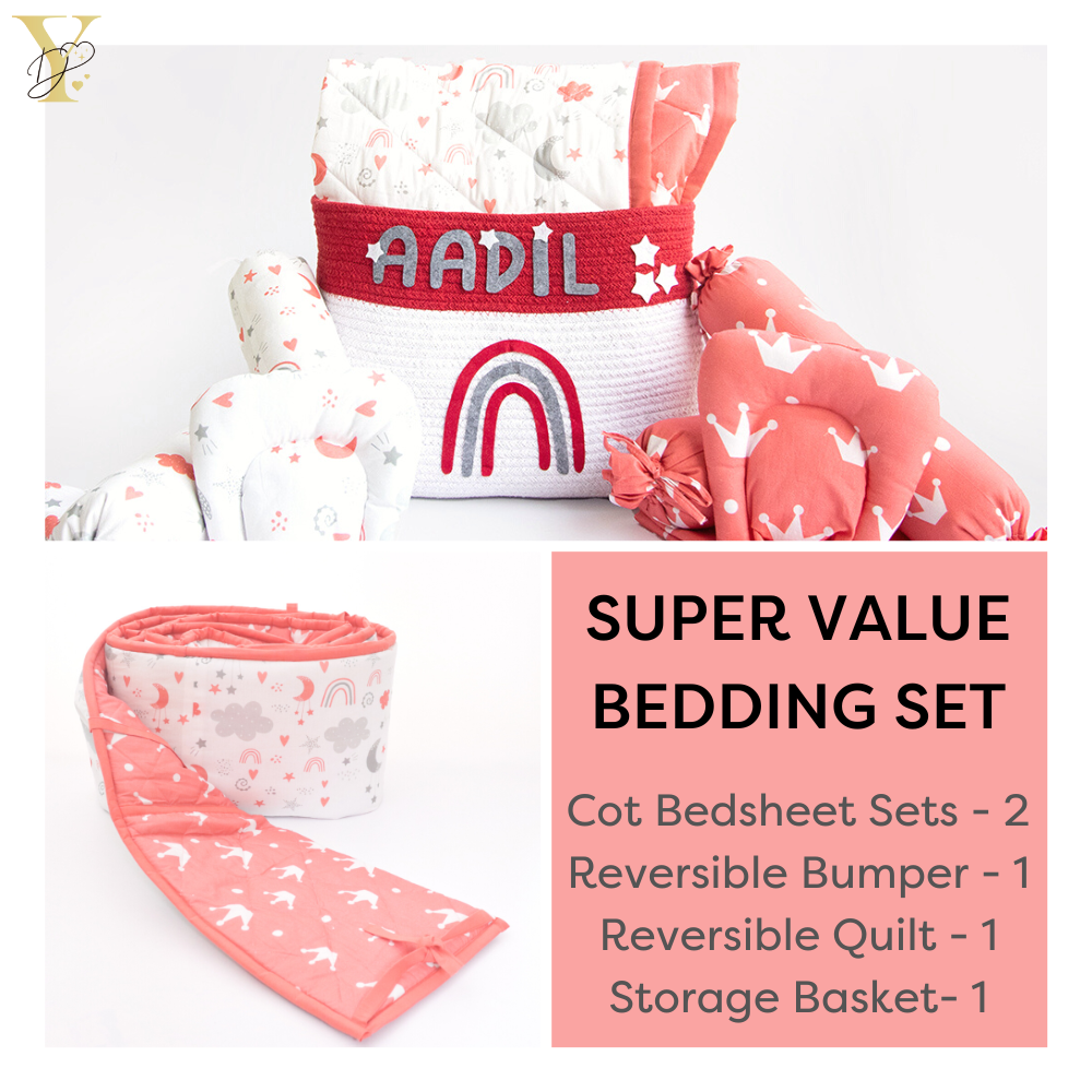 Super Value Bedding Set - Magical Rainbows & Crowns (Set Of 11)