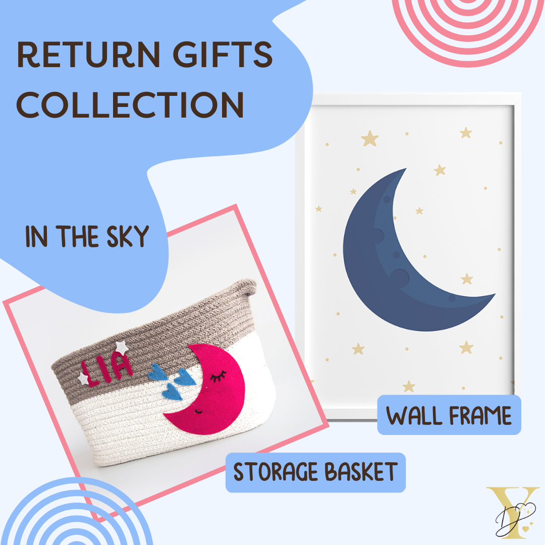 Personalised Return Gift Collection - In The Sky (Storage Basket & Wall Frame)