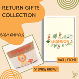 Personalised Return Gift Collection - Baby Animals (Storage Basket & Wall Frame)