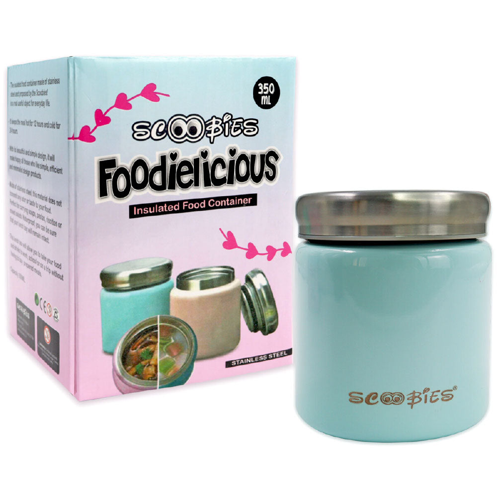 Scoobies Foodielicious Insulated Food Container (Green) | Stainless Steel | Easy to Carry | 350 ML