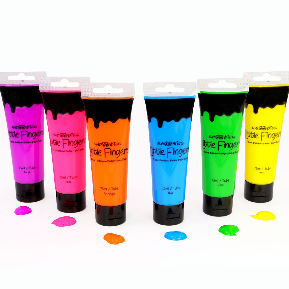 Little Fingers Flouro Rainbow Finger Paint Tubes(Set Of 6)