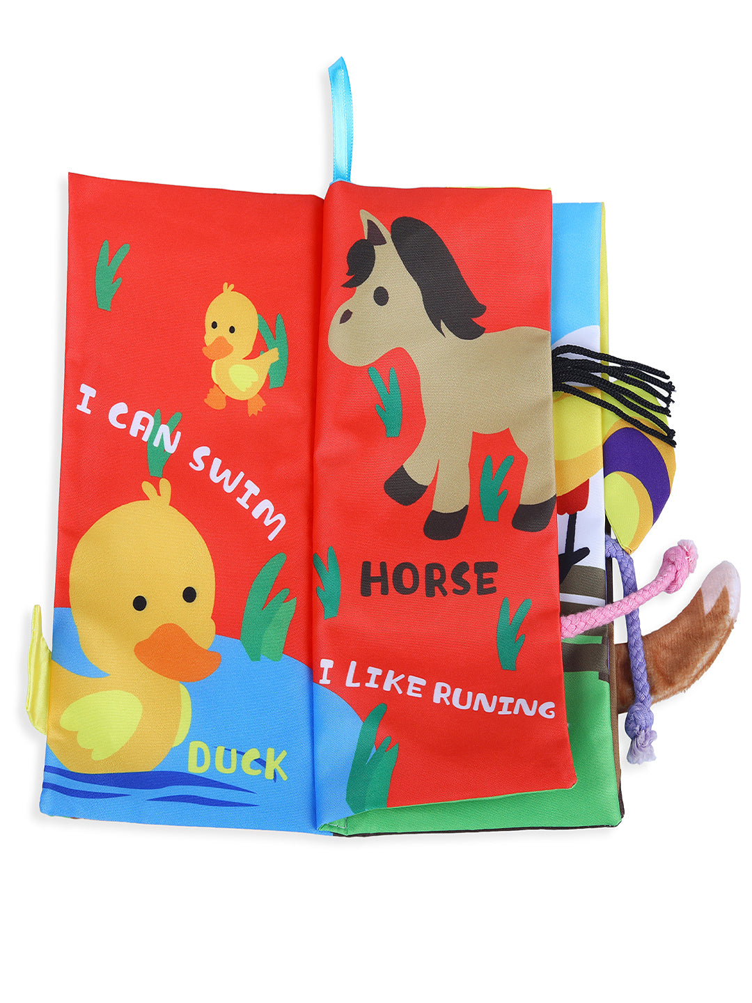 Baby Moo Farm Tail Early Children Sensory Development Interactive 3D Cloth Book With Rustle Paper - Multicolour