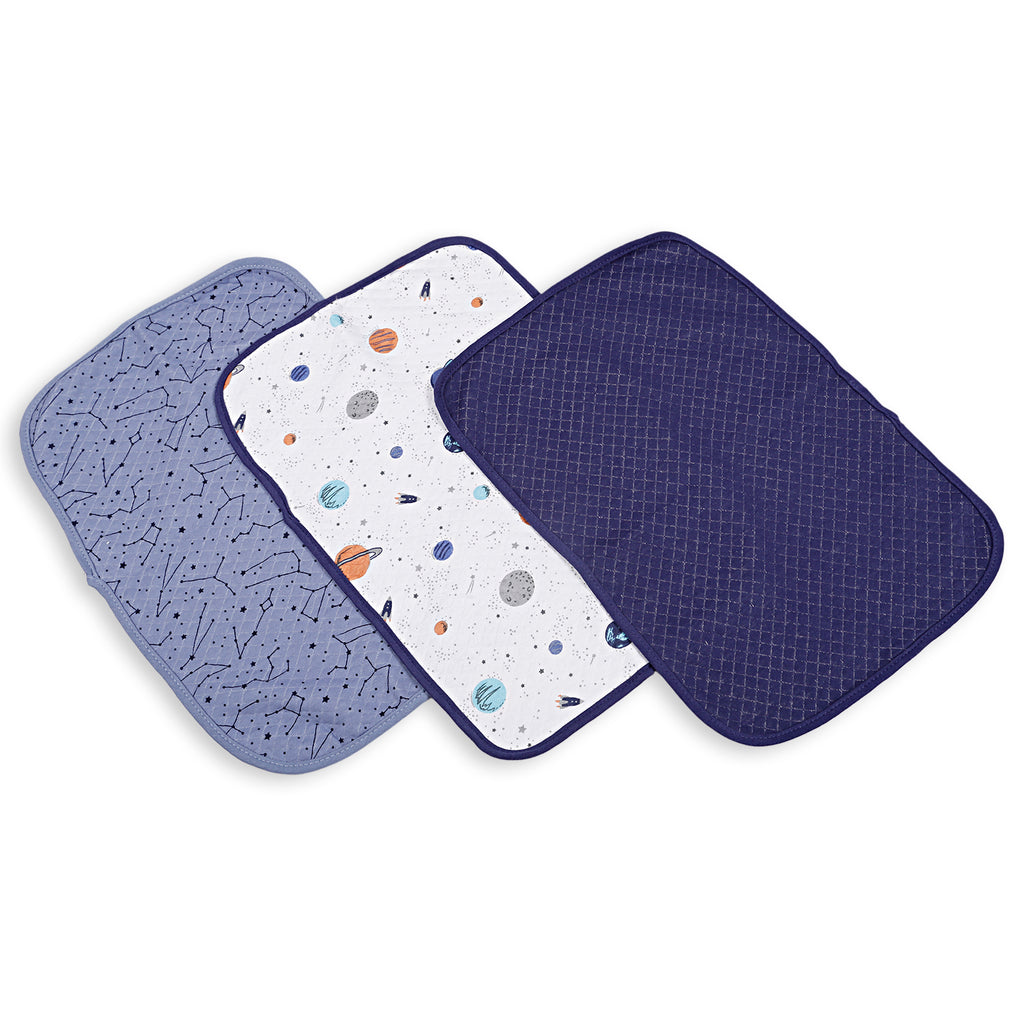 Baby Moo Burp Cloths For Drooling And Feeding Pack Of 3 Space Blue