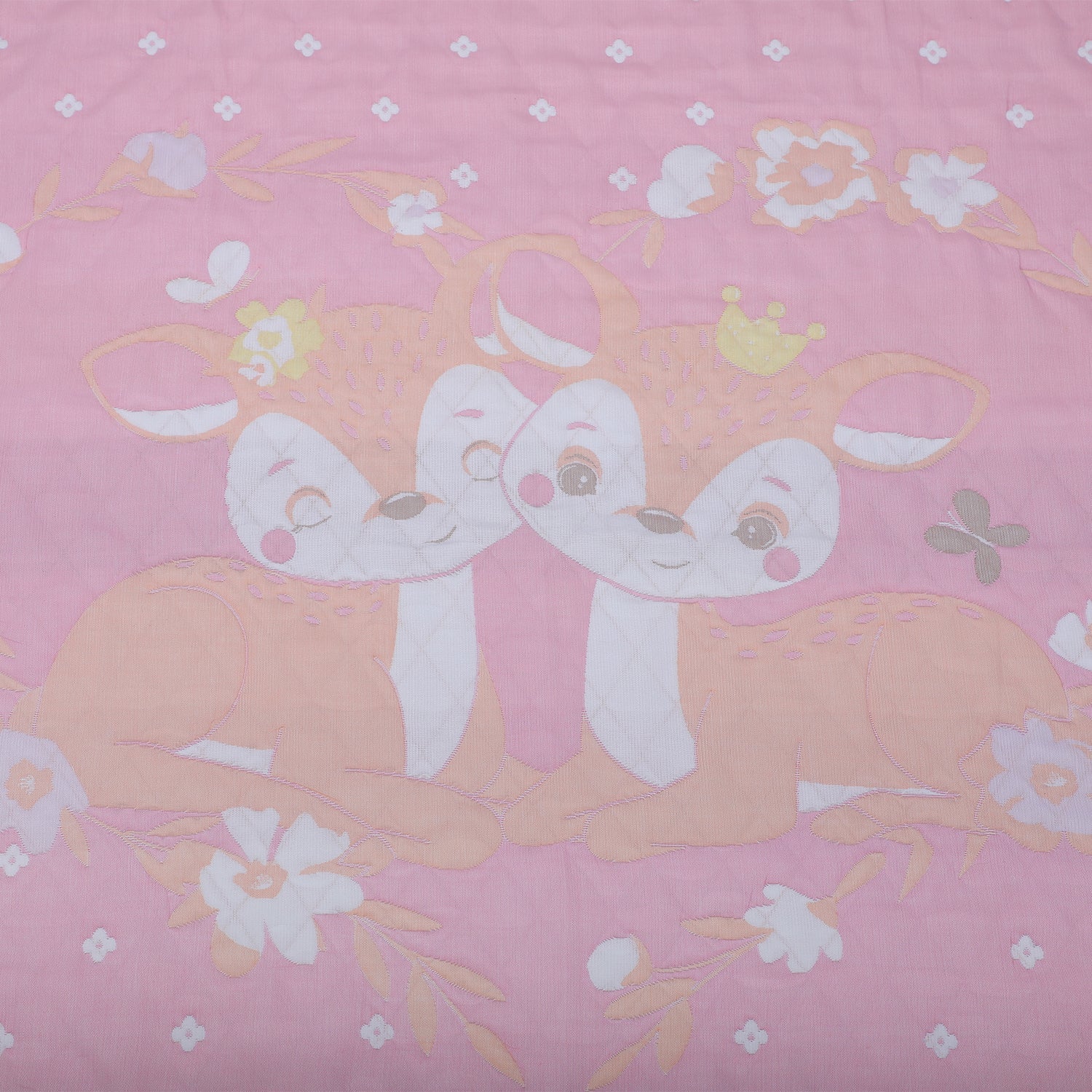 Baby Moo Deers In Love All Season Medium Muslin Blanket - Pink - Baby Moo