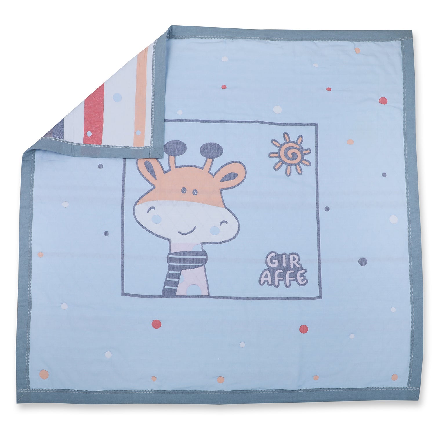 Baby Moo Giraffe All Season Medium Muslin Blanket - Blue - Baby Moo