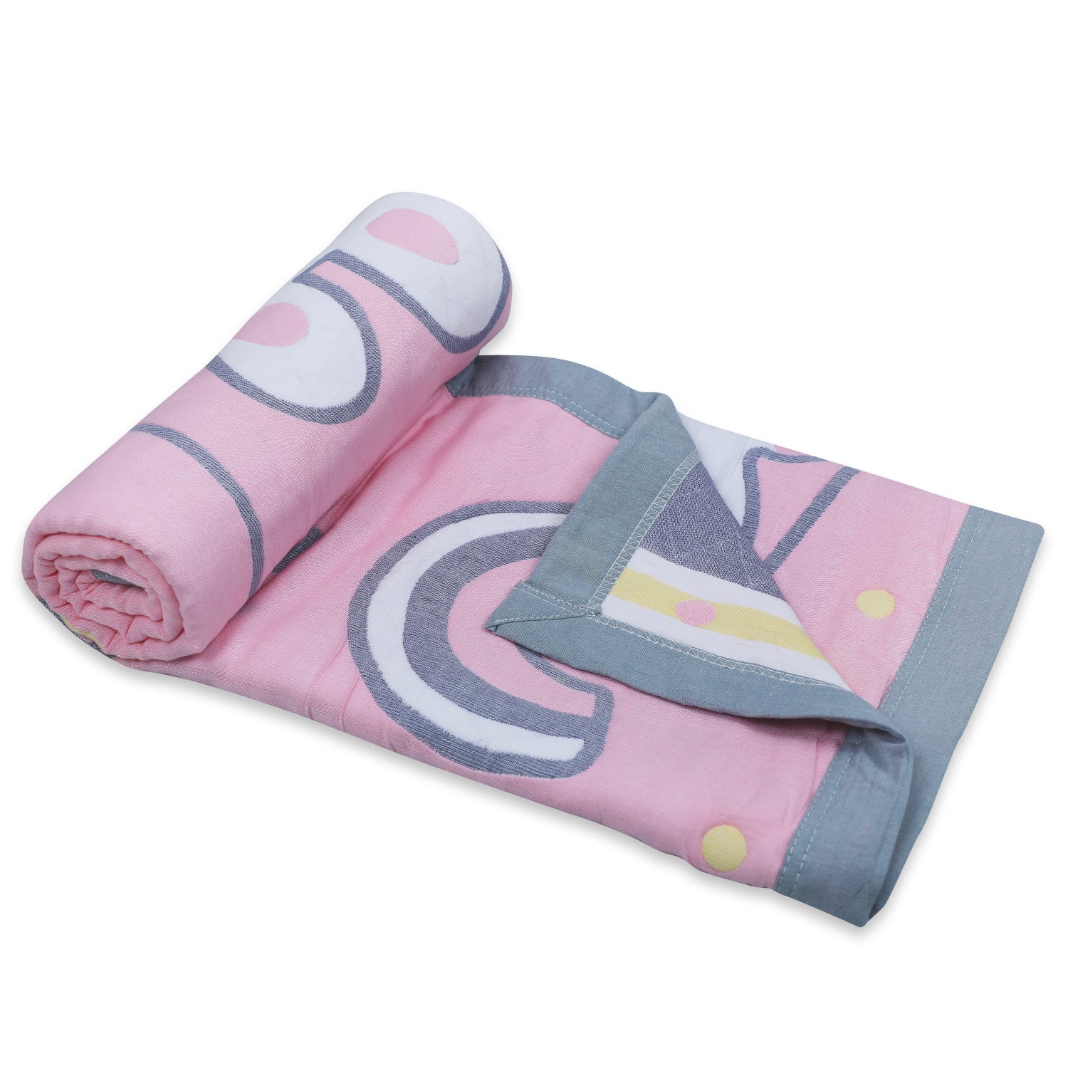 Baby Moo Swinging Bunny All Season Medium Muslin Blanket - Pink - Baby Moo
