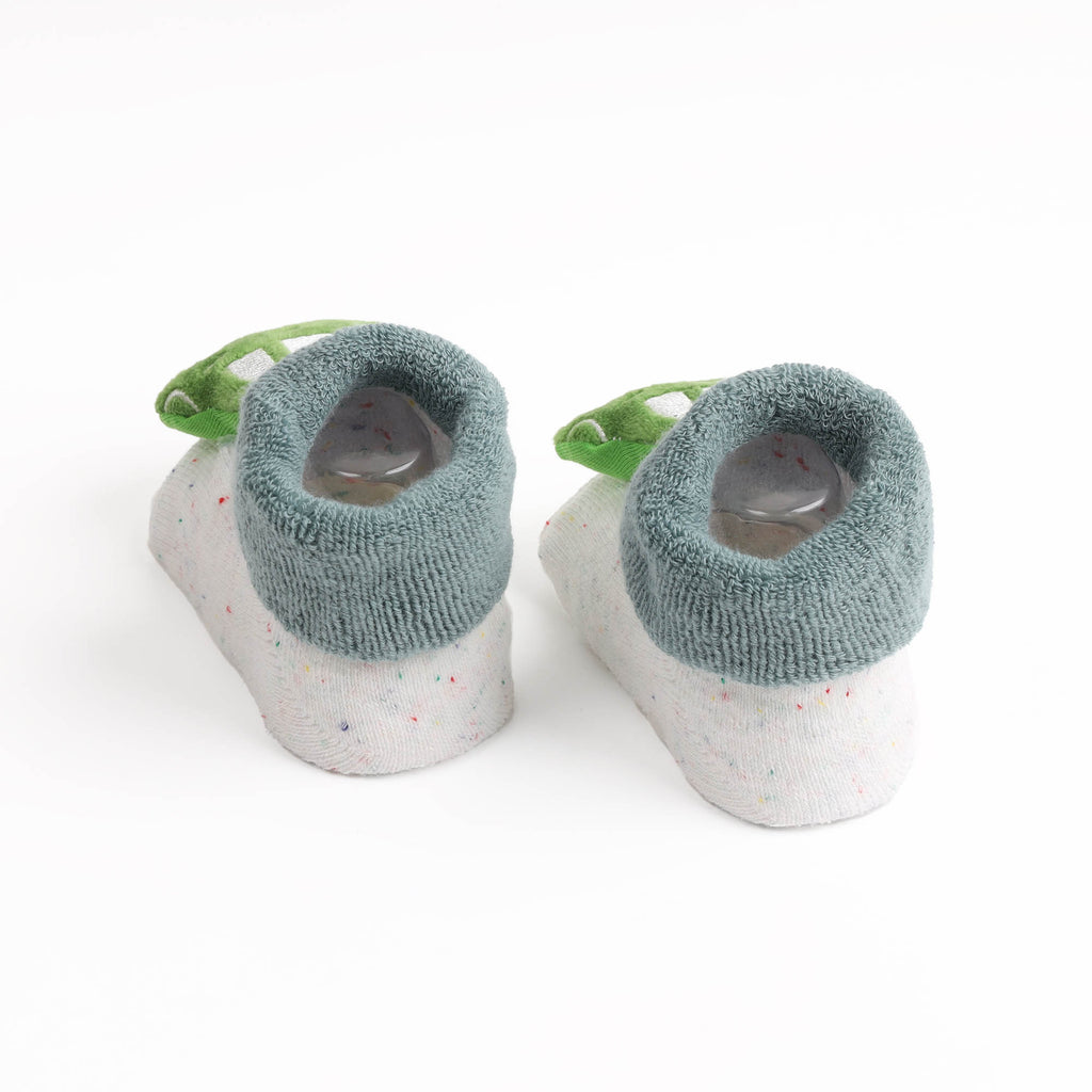 Kicks & Crawl- Cute Car Green & Grey 3D Socks - 2 Pack