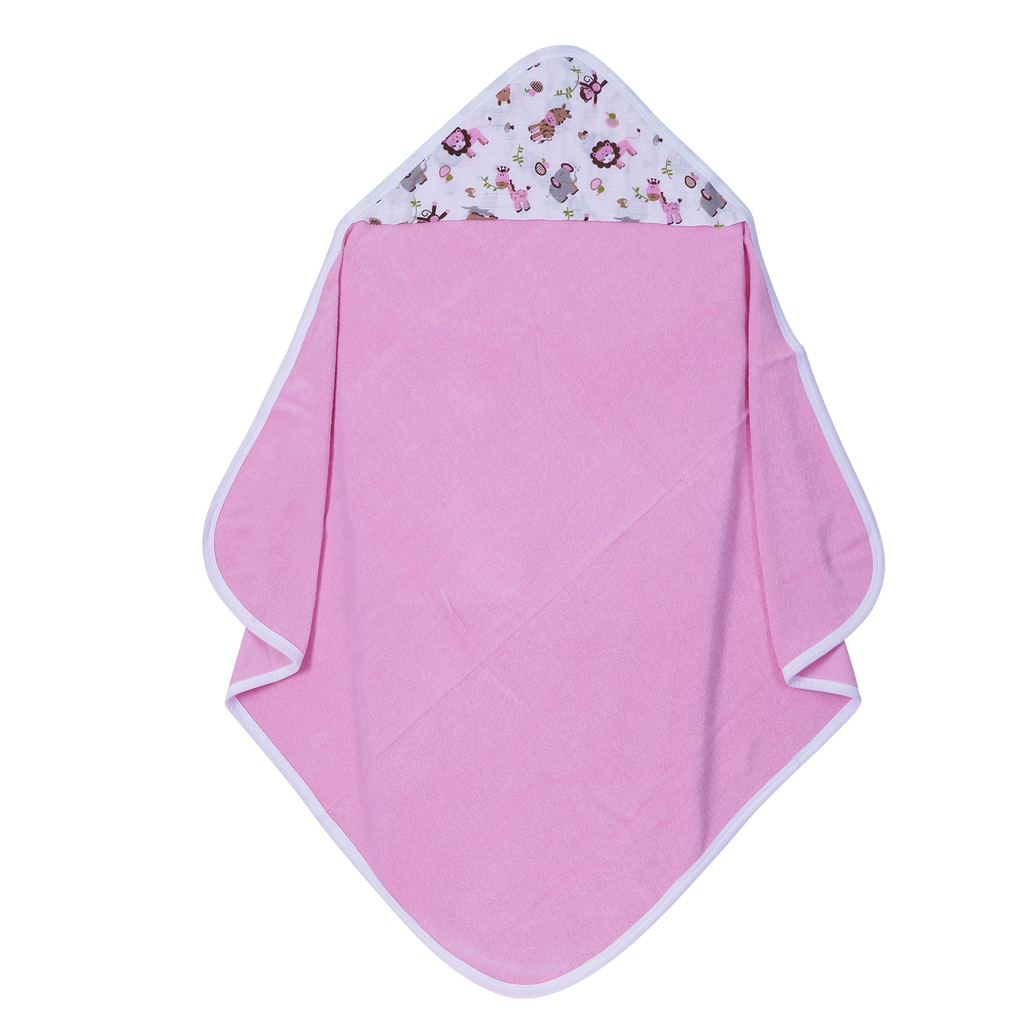 My Milestones 100% Premium Cotton Single Layered Terry Hooded Baby / Toddlers Bath Towel - Pink Solid