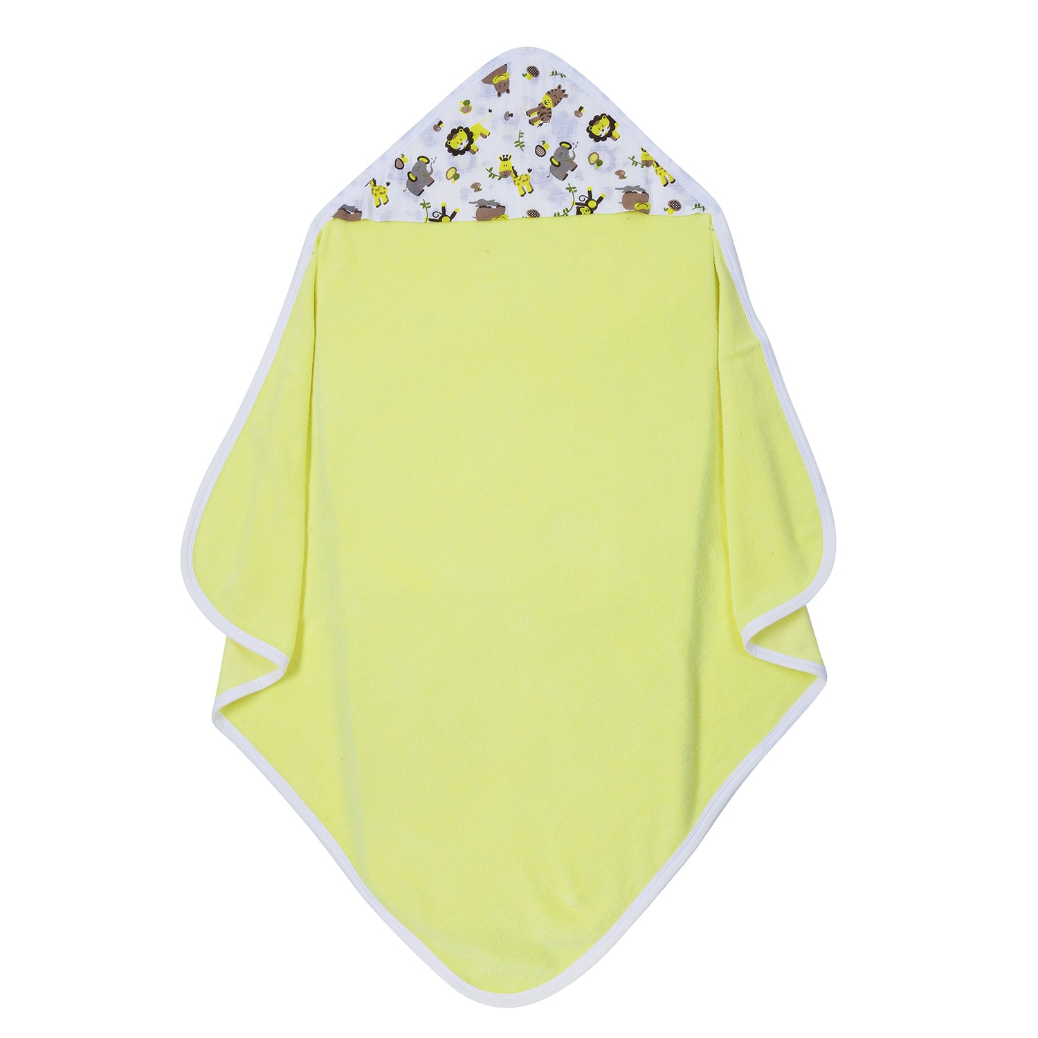 My Milestones 100% Premium Cotton Single Layered Terry Hooded Baby / Toddlers Bath Towel - Lemon Yellow Solid