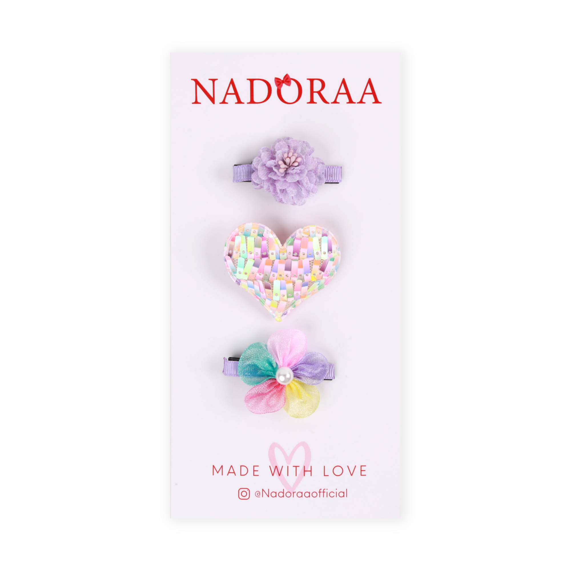 Nadoraa- Lovely Lavender Hairclips- 3 Pack