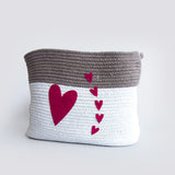 Doodle Hearts- Cotton Rope Basket (Pink-Individual/ Set Of 2)