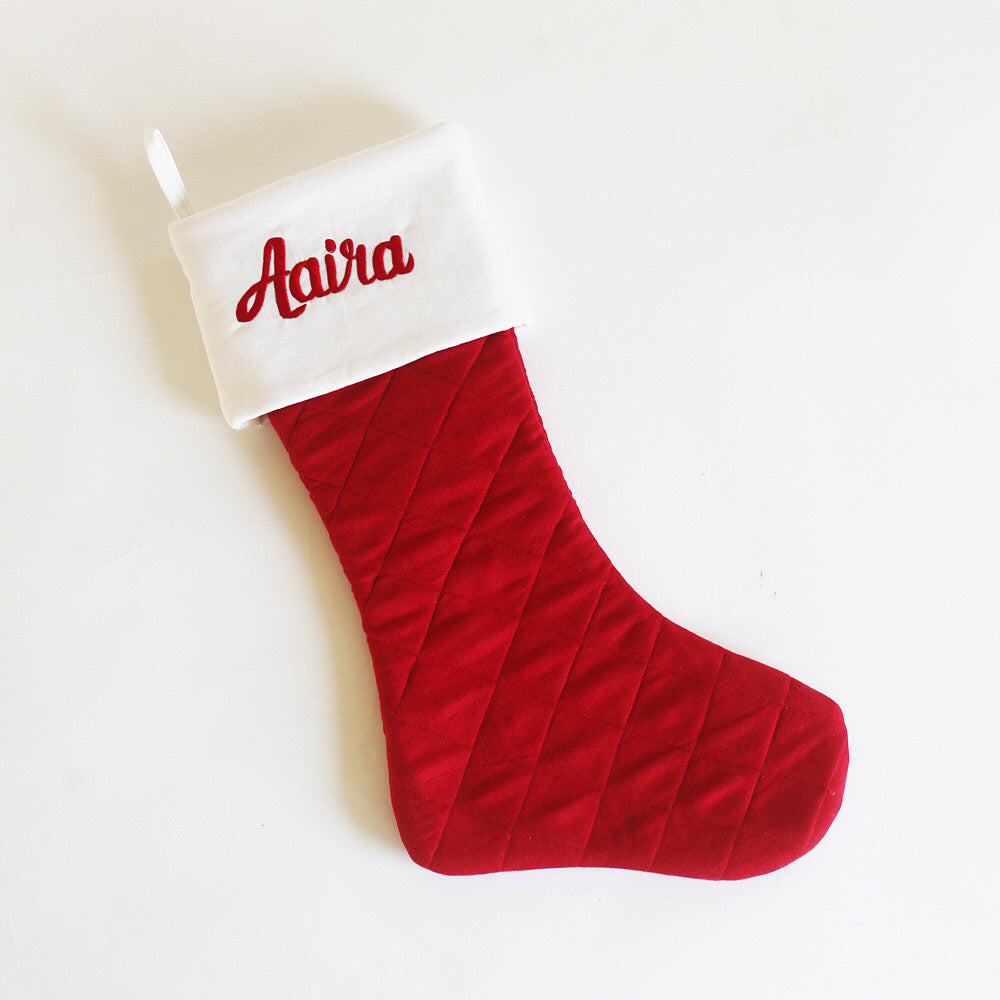 Personalized Stocking - White Top, Red Bottom