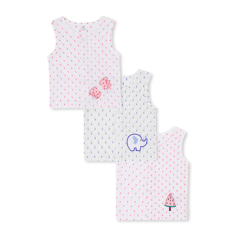 Giggles & Wiggles Summer Fun Cotton Front Open Jhabla (Set of 3)