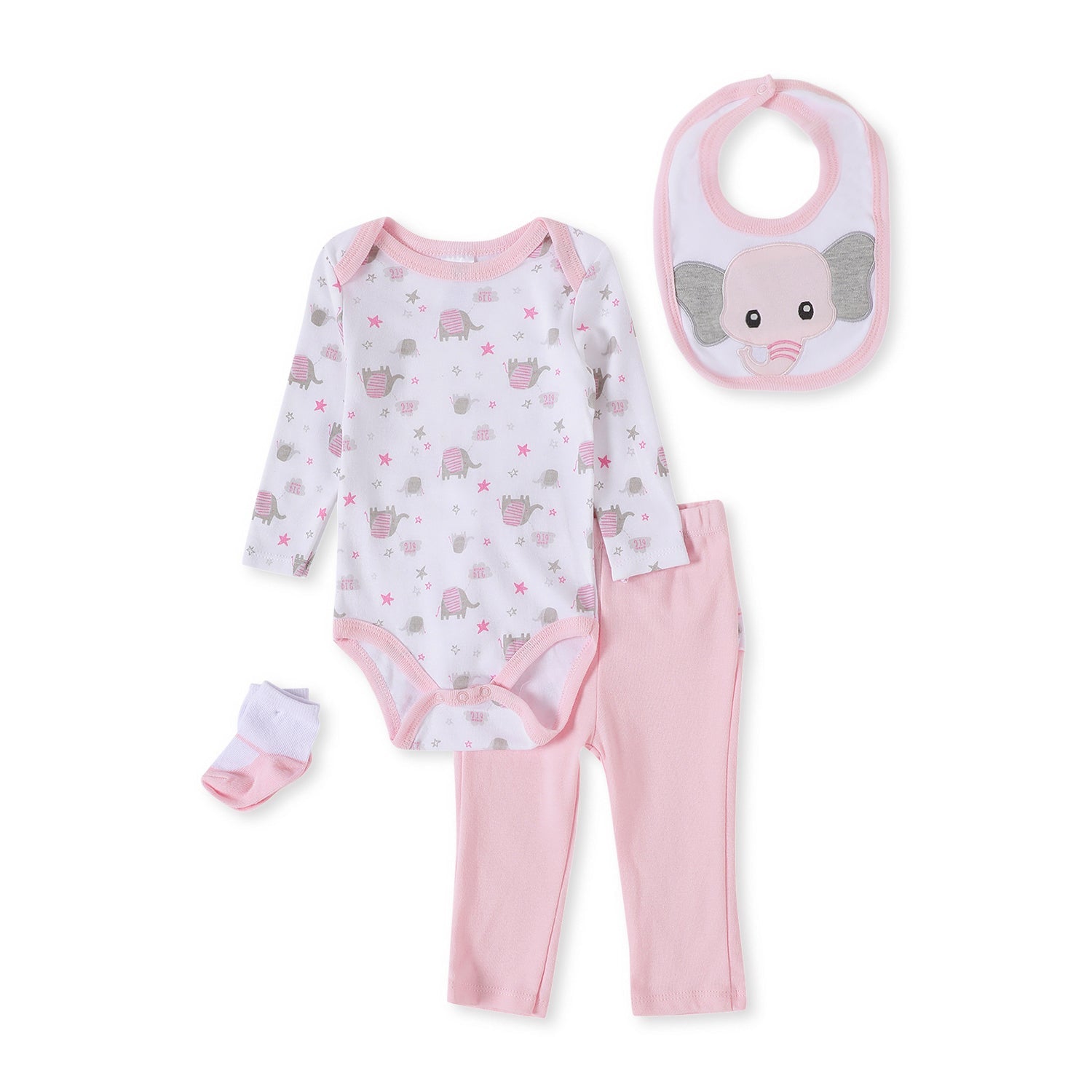 Giggles & Wiggles Elephant Parade Pink Onesies With Legging
