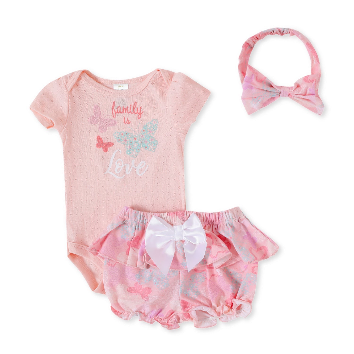 Giggles & Wiggles Butterfly Kisses Pink Onesies With Shorts
