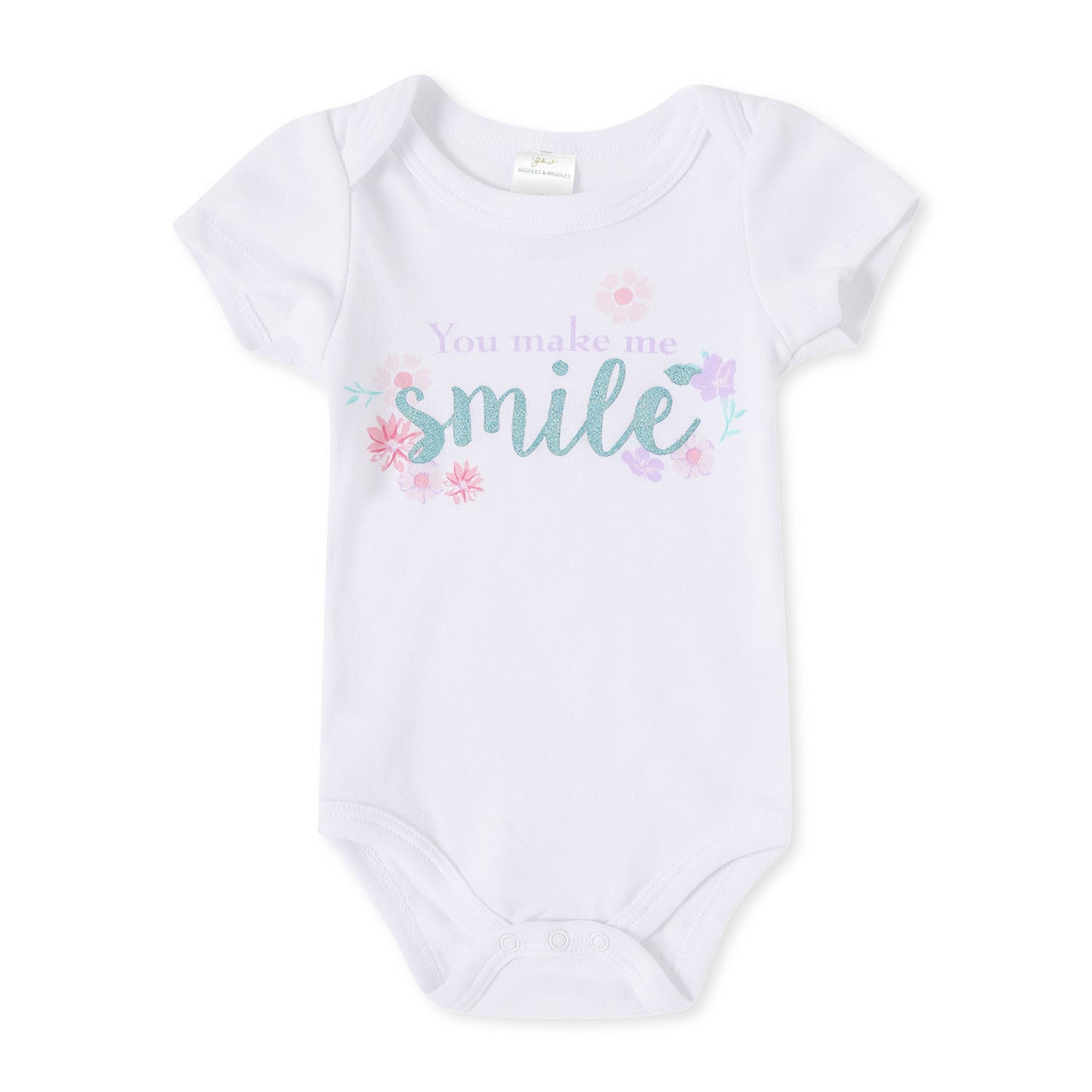Giggles & Wiggles You Make Me Smile White Onesies With Shorts For 0-3M