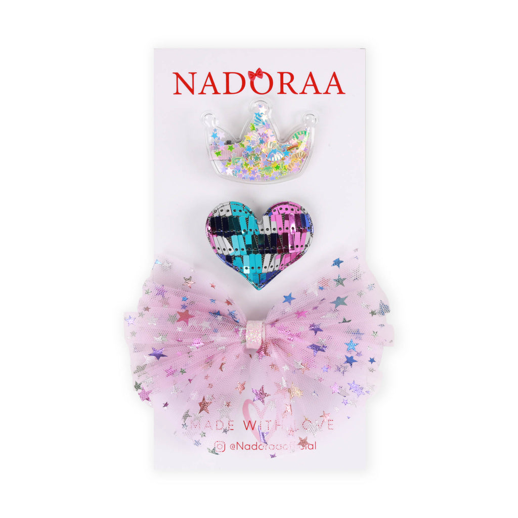 Nadoraa- Purple Princess Hairclips- 3 Pack 