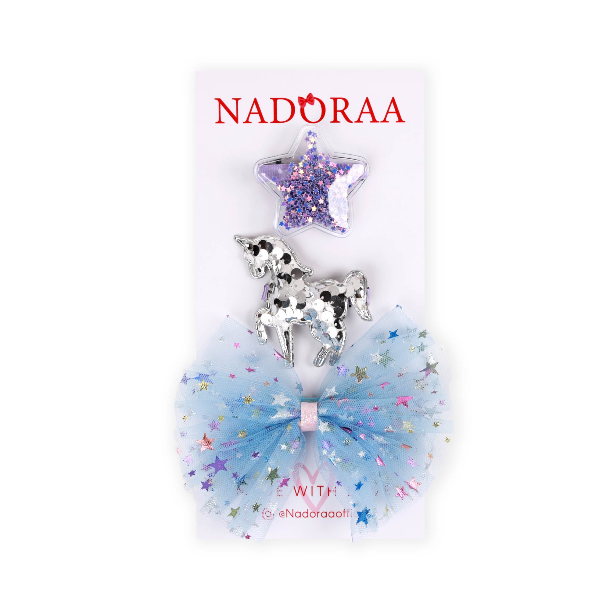 Nadoraa- Glitters and Unicorn Hairclips - 3 Pack 