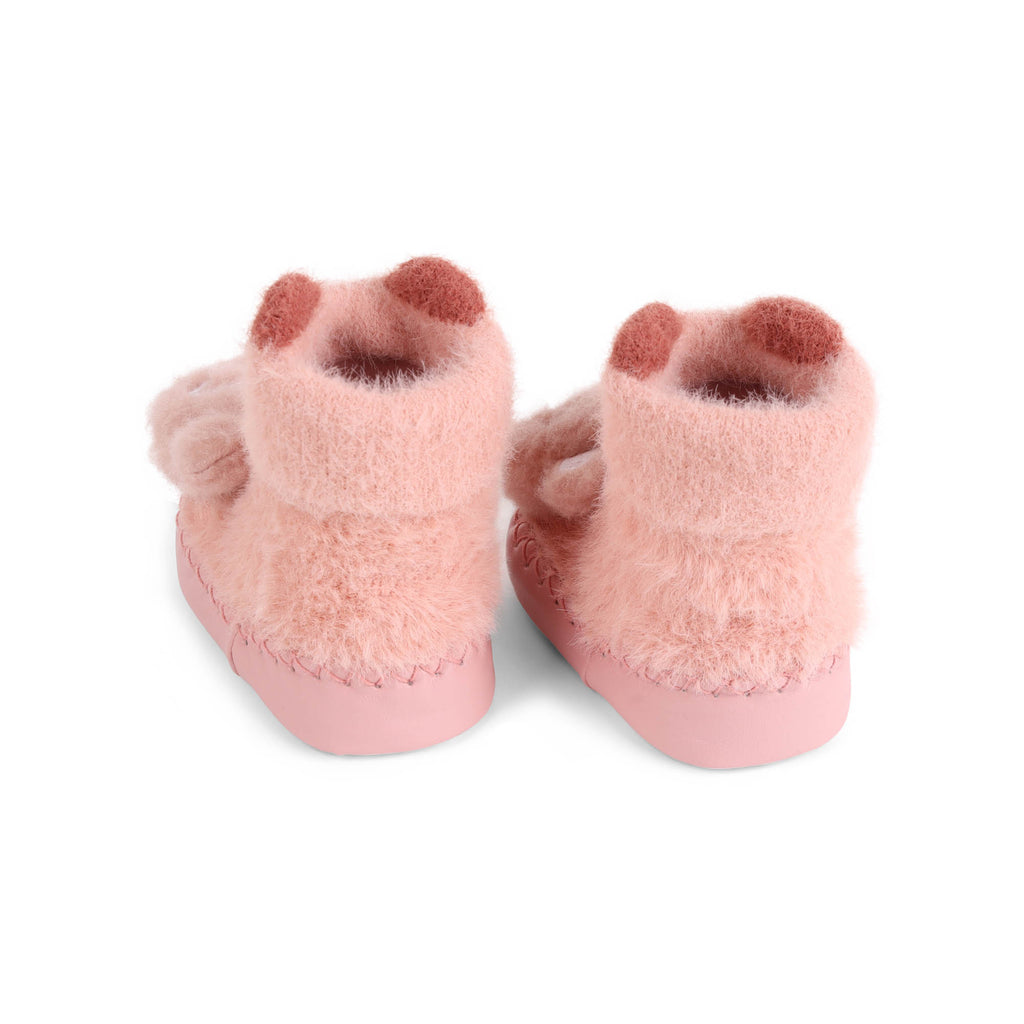 Kicks & Crawl- Baby Bear Furry Booties- Pink