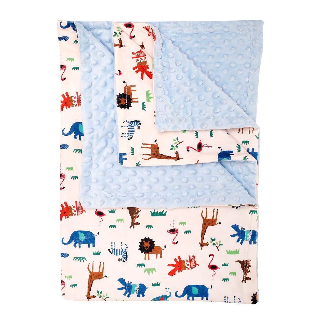 Baby Moo Animals And Grass Blanket Cream / Blue /White