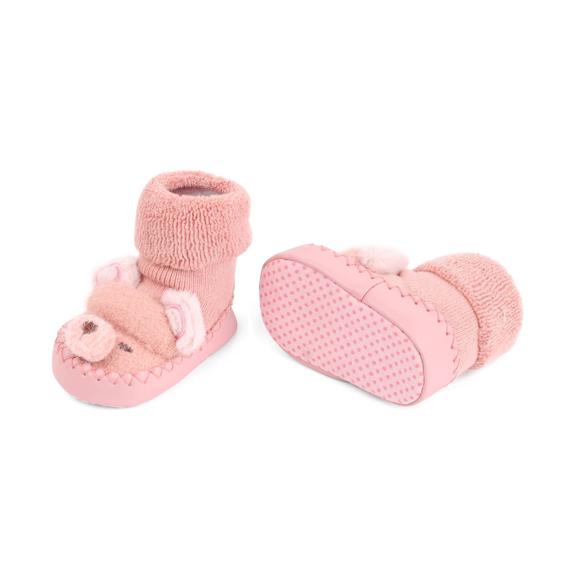 Kicks & Crawl- Playful Puppies Baby Booties- Pink