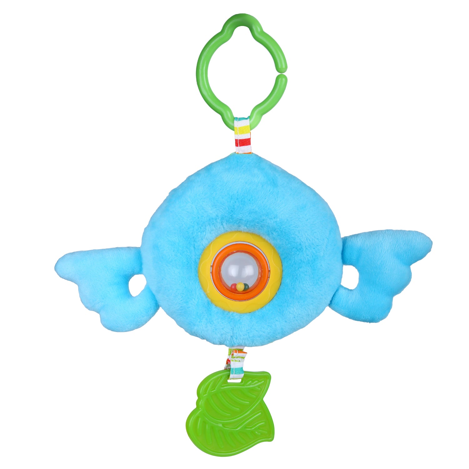 Baby Moo Bird Stroller Crib Hanging Plush Rattle Toy With Teether - Blue