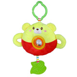 Baby Moo Bear Stroller Crib Hanging Plush Rattle Toy With Teether - Yellow