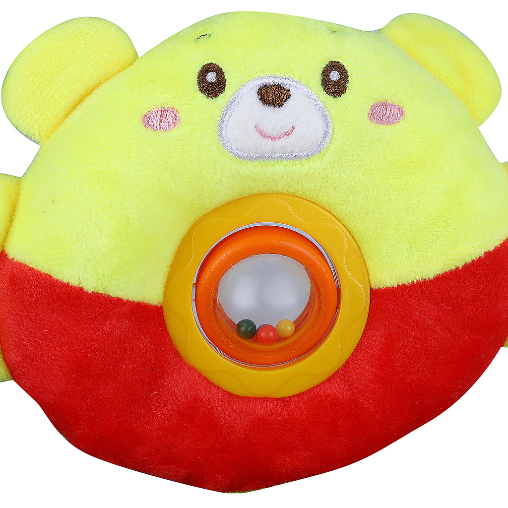 Baby Moo Bear Stroller Crib Hanging Plush Rattle Toy With Teether - Yellow