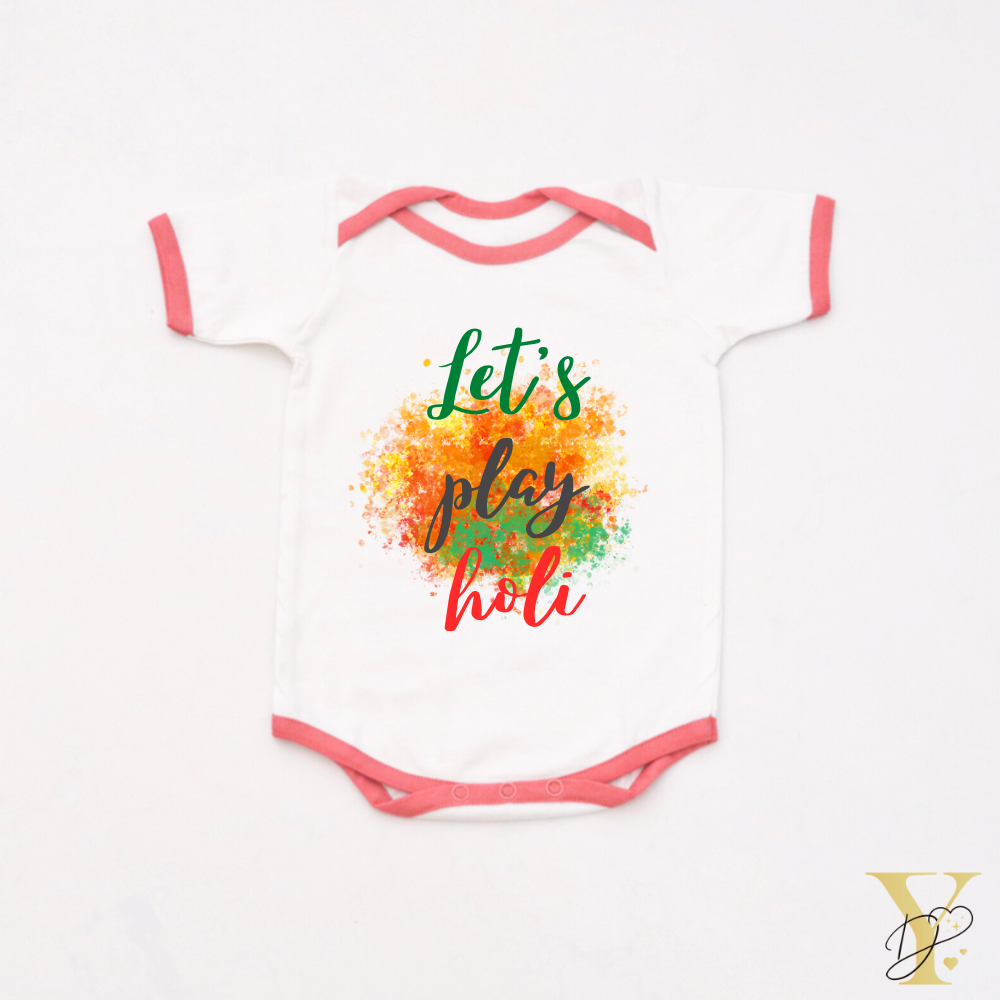 Let's Play Holi Bodysuit (Red Love) - Half/Full Sleeves