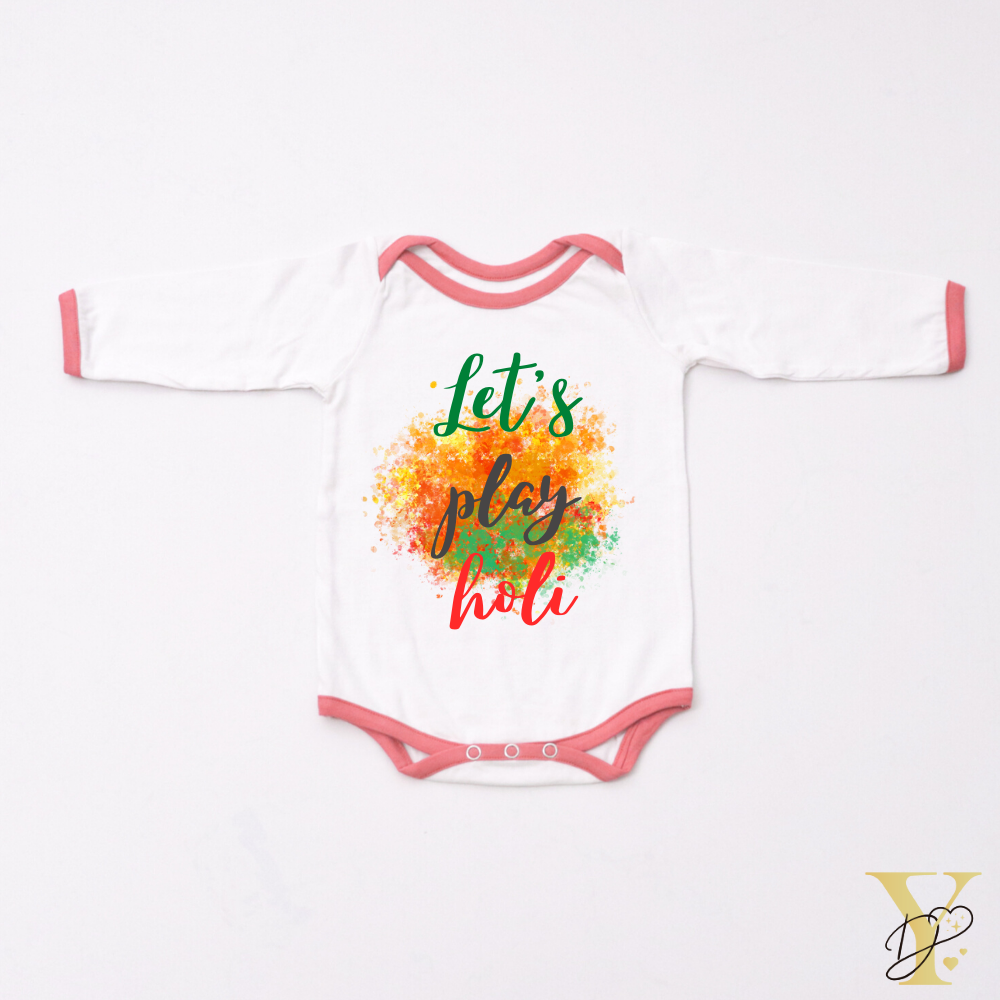 Let's Play Holi Bodysuit (Red Love) - Half/Full Sleeves