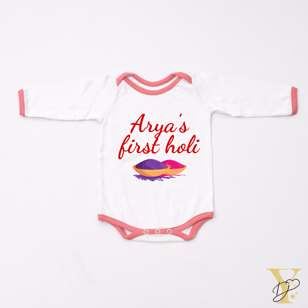 First Holi Bodysuit (Red Love) - Half/Full Sleeves