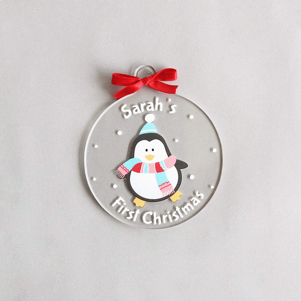 Personalised First Christmas Ornament -  Penguin