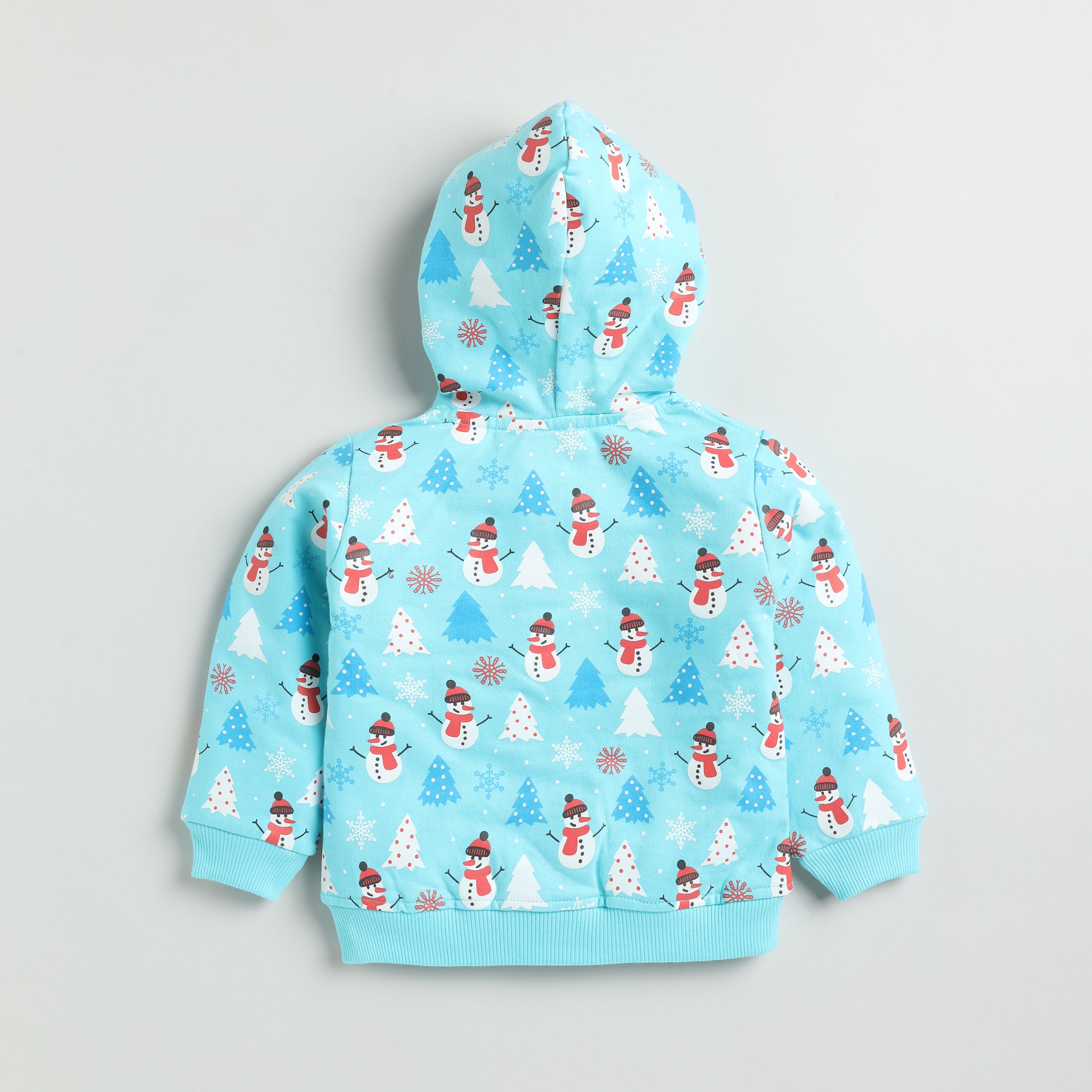 Snuggly Monkey Snowman Print Full-Sleeves Hooded Sweatshirt