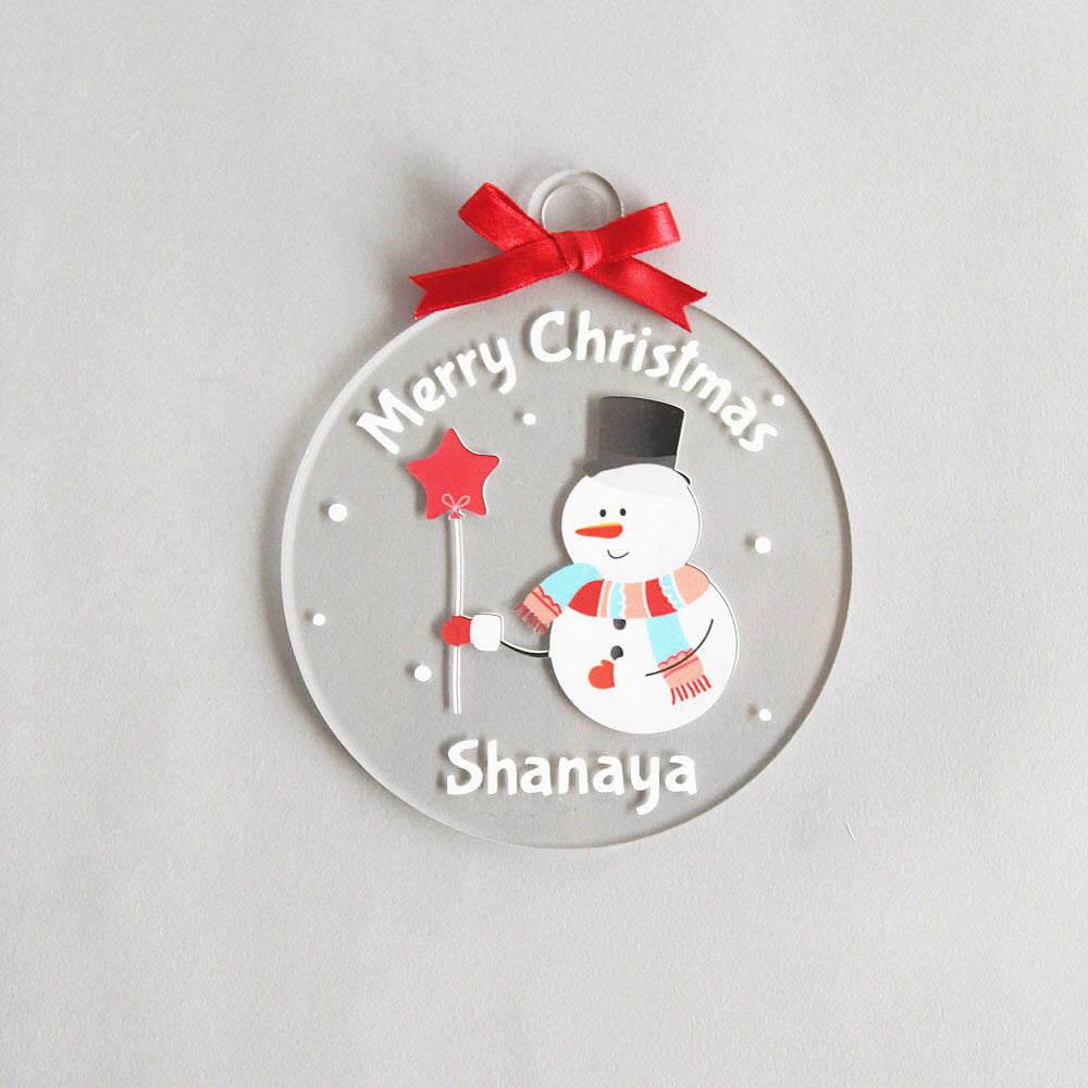 Personalised Merry Christmas Ornament -  Snowman