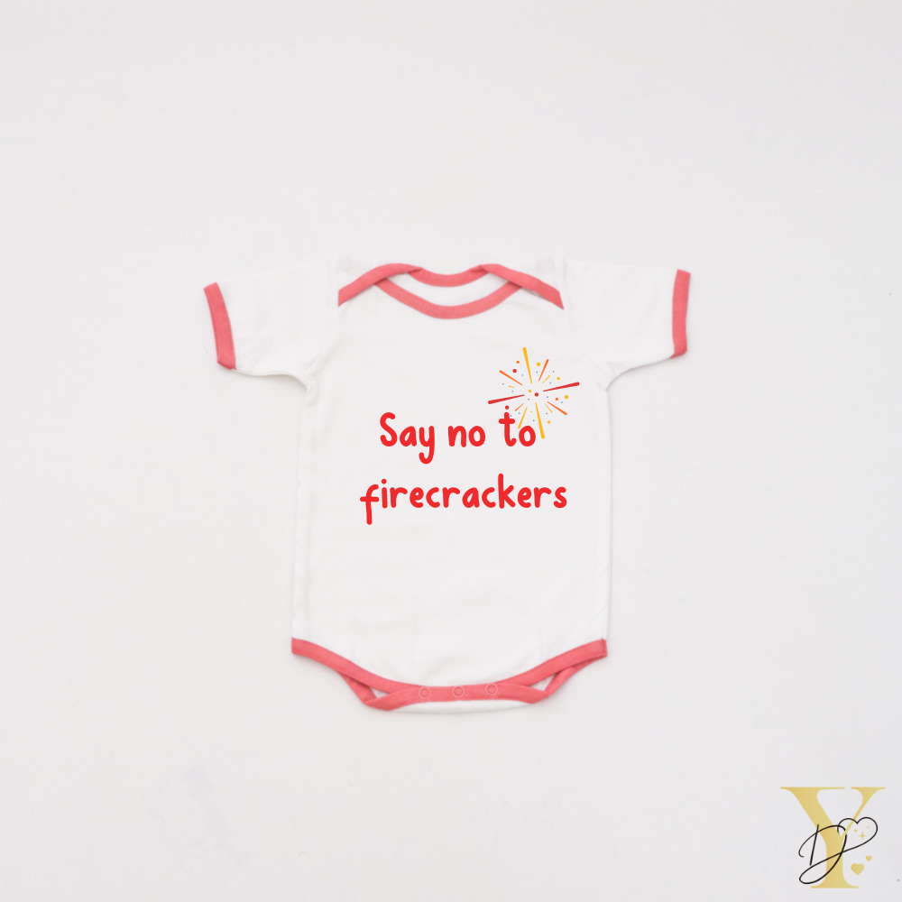 Personalised Bodysuit - Say No To Firecrackers (Red Love)