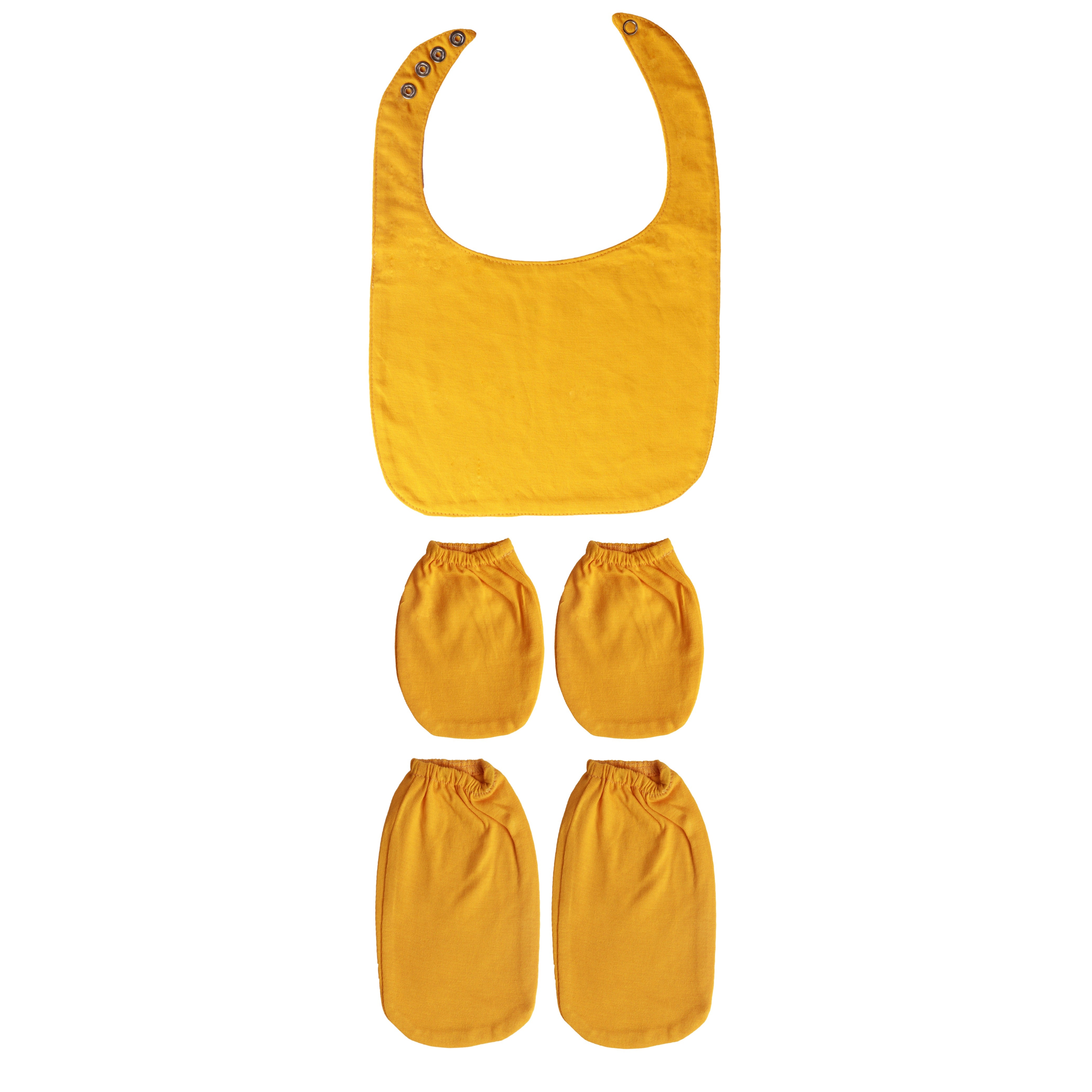 Little By Little 100% Anti Viral, Cotton, Reusable, Anti bacterial & Water Repellent Baby Set of Romper, Swaddle, Bib, Booties, Mittens - Yellow