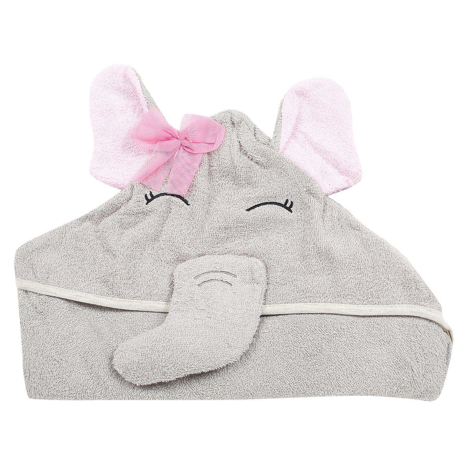 Baby Moo Ms. Elephant Grey Hooded Towel